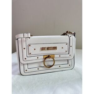 Love Moschino Leather Crossbody Bag in White